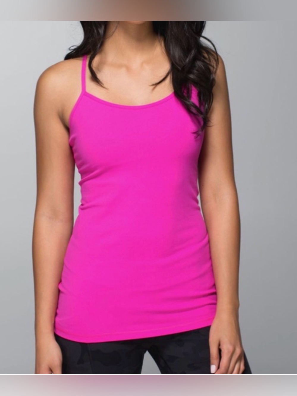 Lululemon Power Y Tank Top Hot Pink Size 4 Fitted Dance Athletic Workout Gym Top